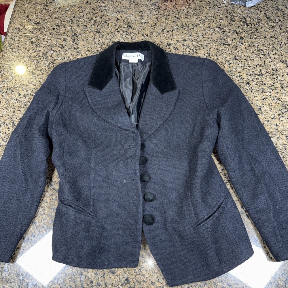 Christian Dior 100% Wool Blazer SZ 14 Womens. Vintage 80s - 90s Ct3